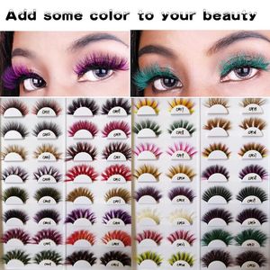 3D Luxury Colorful Mink Eyelashes 24 Färger Naturliga Långa Individuella Tjocka Fluffy False Lashes Makeup Extension Tools