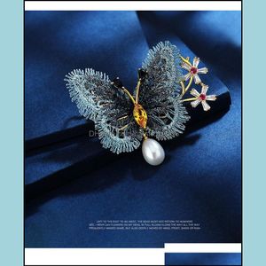 Pinos, broches bordados de j￳ias Borboleta para mulheres Broche de cristal de luxo