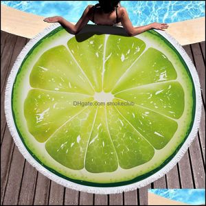 Towel Home Textiles & Garden Watermelon Orange Microfiber Round Beach Fruit Thick Shower Bath Towels Summer Swimming Circle Mat With Tassels