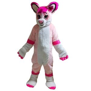 Hallowee Pink Husky Mascot Costume Personaggio a tema Anime Cartoon di alta qualità Carnevale Abito unisex per adulti Festa di compleanno di Natale Outdoor Outfit