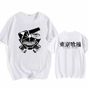 Varm anime tokyo ghoul vit t-shirt mode korta ärmar o-neck casual cloth y0809