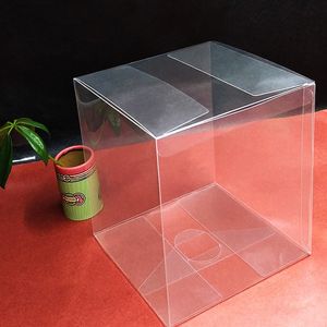 Större storlek 16x16x16cm plast PVC Transparent Gift Display Clear Package Box för bröllopsgåva Förpackning
