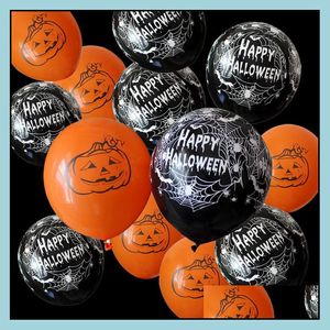 Andere festliche Partyartikel Hausgarten Halloween-Themendekoration 12-Zoll-Latexballons Kürbisspinnenballons Aufblasbare Bälle Happy B