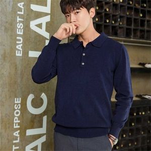 Spring and Autumn Men 's Polo Sweter CashMere Sweter Dzianiny Jumper Top 211108