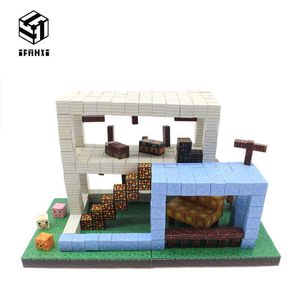 Magnetic Building Blocks Toy Happy Farmhouse DIY Zestaw Zabawki Model Hobby Children Boy Dzieci Mini Bloki Cegły Architektura Q0723
