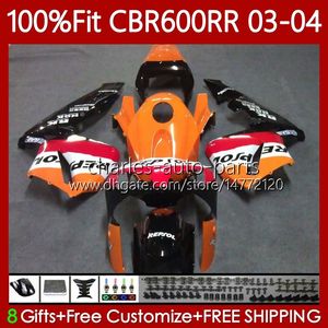 OEM Bodywork para Honda Repsol Orange CBR 600CC 600RR 600F5 03-04 Corpo 71No.139 CBR600F5 CBR 600 RR F5 CC 2003 2004 CBR-600 CBR600 RR CBR600RR 03 04 Fairing de Molde de Injeção