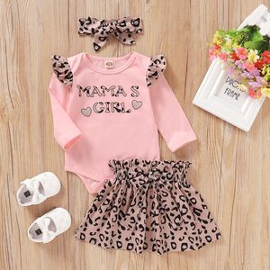 Baby Girl Clothes 12 18 Months Pink Long Sleeve Romper Leopard Print Skirt For Toddler Girls Spring Outfit Clothing Sets