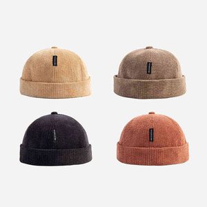 Men Hats Women Docker Cap Beanie Sailor Worker Hat Rolled Cuff Retro Brimless Adjustable Hip Hop Harajuku Casual Y21111