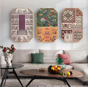 Retro octagonal decorative paintings Bohemian national style hanging painting living room corridor wall painting