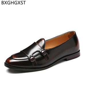 Dress Shoes Office 2021 Oxford Double Monk Strap For Men Slip On Formal Business Suit Mens Loafers Chaussures