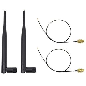 2 x 6dBi 2.4GHz 5GHz Dual Band WiFi RP-SMA Antenna + 2 x 35cm U.fl   IPEX Cable