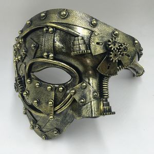 Annan Event Party Supplies Vuxen Anime Masque Mekanisk Gear Mask Steampunk Punk Masquerade Cosplay Boll Halv ansikte Män Kostym Halloween