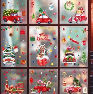 Söt Santa Claus Window Glass Stickers Casement Holiday Dekoration Julklappare Klistermärke Scene arrangemang 496