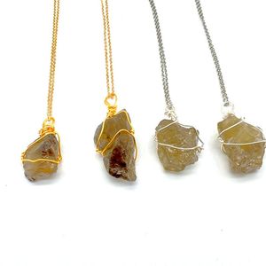 Irregular Natural Crystal Stone Gold Silver Plated Handmade Necklaces Women Men Pendant Original Styles Decor Jewelry