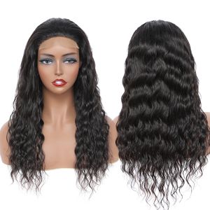 38 40 Humano Remy Cabelo Fechamento de Laço Completa Perucas Frontais para Mulheres Pretas Corpo Em Direto Onda De Água Profunda Kinky Curly com Pêca Glueless Frontal Brasileiro Cabelos Virgem 10A Grau