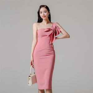 harajuku korean ladies Summer Sexy SLeeveless shoulder Strapless Nightclub Party Midi Dresses for women china 210602