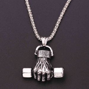 Designer Necklace Luxury Jewelry Hip-hop Dumbbell Weightlifting Master of Sports Pendant Cool For Man Collar Rock Rapper Street Style