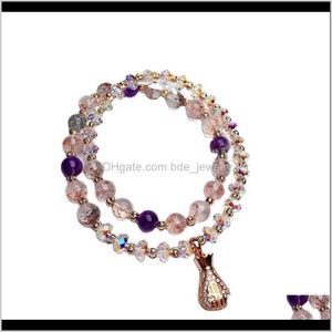 Beaded, Strands Bracelets Jewelrynatural Super Seven Crystal Money Bag Light Luxury Bracelet Drop Delivery 2021 Nxdij