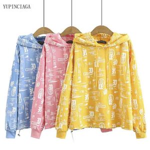Oversize 4xl kvinnor hoodies sommar koreanska casual bokstäver tecknade utskrift hooded pullover hajuku sweatshirts 2113556 210816