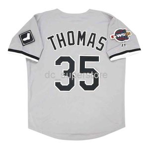 Custom Sewing Frank Thomas Chicago 2005 World Series Grey Road Jersey Men Women Youth Baseball Jersey XS-6XL