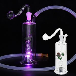 LED Light Change Narghilè Dab Oil Rig Glass pipe da fumo Luci Bong NarghilèTobacco Ash Bowl Portable Shisha Oil Percolater Bubbler Water Pipes