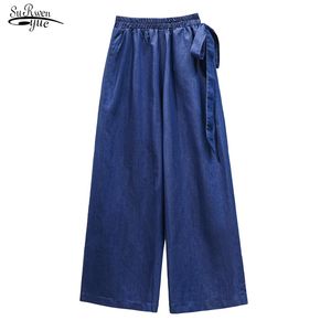 Verão reto solto azul calça jeans para mulheres casual plus tamanho Elastic cintura denim calças fina calças pantalon 10252 210508