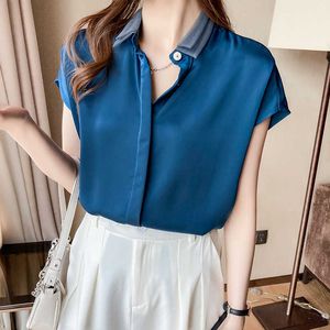Kore Moda İpek Kadın Bluzlar Saten Uzun Kollu Kadın Gömlek Desen Ofis Bayan Blusas Largas Artı Boyutu Bayan Tops 210531