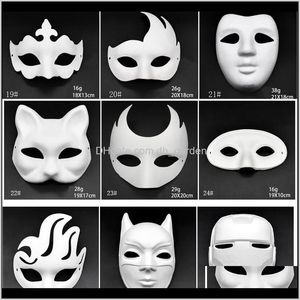 Maski imprezowe makijaż taniec zarodek Malarstwo Malarstwo ręcznie robane pulpy zwierzęta Halloween festiwal biały papier maska ​​dbc 6ski5 vqqmp