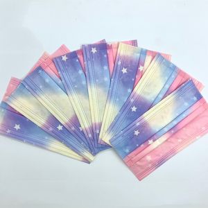 Classic Designer Face Mask Disposable masks printing starry sky gradient color three-layer protection with meltblown cloth