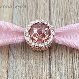 Brak koloru Fade Off Solid Rose Gold Pink Crystal Clear CZ Radiant Hearts Pandora Charms Dla Bransoletki DIY Jewlery Dokonywanie Luźne Koraliki Srebrna Biżuteria Hurtownie 781725NBP