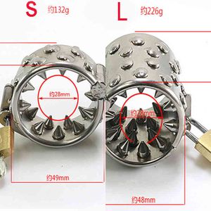 NXY Cockrings Stainless Steel Spike Penis Rings Pendant Scrotumtesticle Chastity Belt Metal Cock Sex Toy for Men Male Dick Cbt Delay 0214