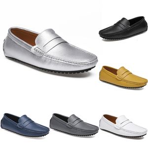 Leder-Erbsen-Herren-Freizeit-Fahrschuhe, weiche Sohle, modisch, Schwarz, Marineblau, Weiß, Blau, Silber, Gelb, Grau, Schuhwerk, All-Match, Lazy, grenzüberschreitend, 38–46, Farbe 136