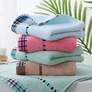 Simple Plaid Towel 32 Strands Pure Cotton Adult Thickened Soft Absorbent Couple Face Towels Multi-color Optional WH0052