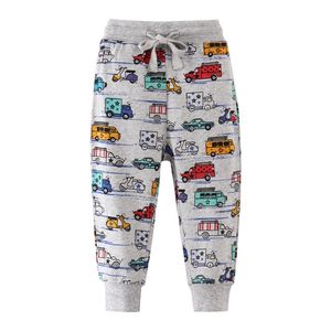 Jumping Meters Applique Children Boys Sweatpants Autumn Spring Baby Clothes Drawstring Trousers Kids Full Pants 210529