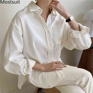 Corduroy Thick Women Shirt Spring Full Sleeve Turn-down Collar Casual Fashion Korean Female Bludas Mujer 210513