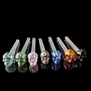 5.3'' Skull Face Colorful Thick Pyrex Oil Burner Glass Pipe Handcraft Nail Burning Pipes Transparent Glass Mouthpiece Cigarette Pipe Smoke Accessories