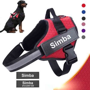Personalized Dog Harness NO PULL Reflective Adjustable ID custom Dog Harness Vest for Small Large Dogs Outdoor Pet Supplies 210729
