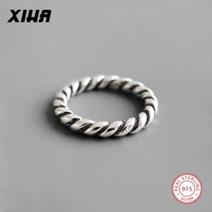 Cluster Rings Vintage 925 Sterling Silver Ring for Women Simple Teen Girl Twist Dainty Stackbar Pinky Fashion Statement smycken