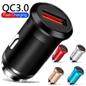 18W QC3.0 Snabb mobiltelefonladdare Alloy Metal Car Chargers för iPhone 14 15 11 12 13 HTC Samsung Android Phone GPS PC