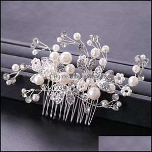 Hair Clips & Barrettes Fashion Pearl Flower Hairpins Crystal Wedding Aessories Bridal Jewelry Party Women Pins Headpieces Drop Delivery 2021