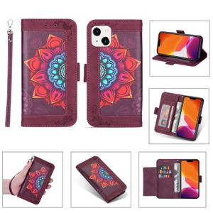Printing Flower Wallet Cases With Card Slot For iPhone 13 Pro Max 12 Mini 11 XR Samsung S20 S21 S22 Ultra Note 20 A22 A32 5G A52 A72 A21S A20S A51 A71 Dual Color Cover