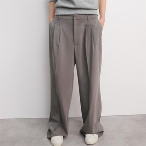 Women Summer ZA Loose Wide Leg Pants Solid High waist Vintage Casual Female Elegant Street Full Length Trousers Clothes 210513