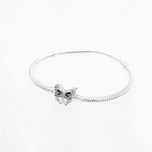 Moments Butterfly Clasp Snake Chain bracelet jewelry 925 sterling Silver Bracelets Women Charm Beads sets for pandora with logo ale Bangle birthday Gift 590782C01