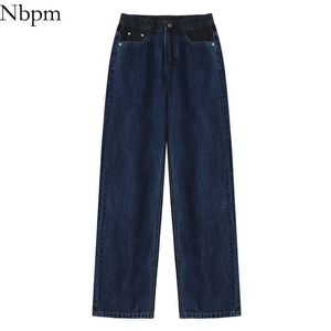 NBPM Moda Solto Bottom Boyfriend Estilo Baggy Calças de brim Mulher Cintura alta Largura Perna Jeans Denim Calças Calças Streetwear Calças 210529