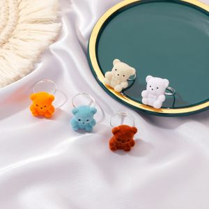 Fabrikspris Expert Design QualityLates Cute Plush Bear Ring Pet Djur Öppna Justerbara Ringar För Kvinnor Kall Flocking Ring Fashion Finger Tillbehör Smycken