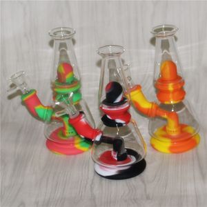 Dab Rig Silicone Bong Hookah Water Bongs Pipes With 14mm Glass Bowl Reclaim Ash Catchers