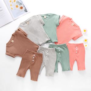 Kids Clothings Sets Shorts Sleeve Knitted T-shirt+ Pants relaxation Multicolor suit Boutique Kid suits 2PCS/Set WMQ768