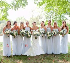 Simple Boho Bridesmaid Платья Смеси Смеси Стили Шифон Длина Пола Весна Лето Сад Сельской сельской местности Горничная Человека Доступны Свадьба Гость Потрясающий Сделанный Плюс Размер Доступный