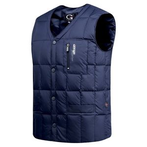 Piumino d'anatra bianco Gilet Uomo Autunno Inverno Caldo senza maniche con scollo a V Bottone Gilet leggero Moda Casual Uomo 210907