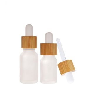30 ml 50 ml 100 ml frostowane szklane butelki olejku szklane z bambusowymi pokrywkami perfum próbka fiolka cieczy kosmetyczna